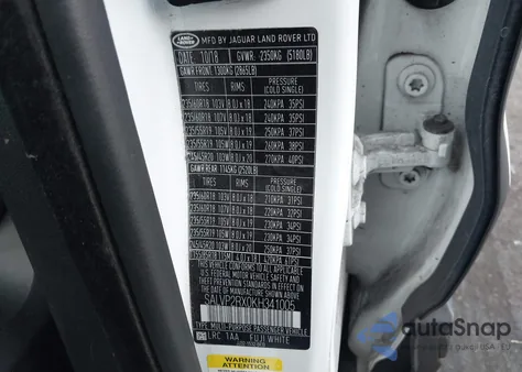 2019 Land Rover Range Rover Evoque Se/Se Premium from USA, damaged, VIN SALVP2RX0KH341005